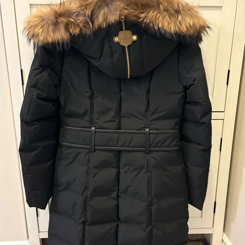Mackage Odessa Black Down Parka with Brown Faux Fur Trim Hood - Picture 3 of 7